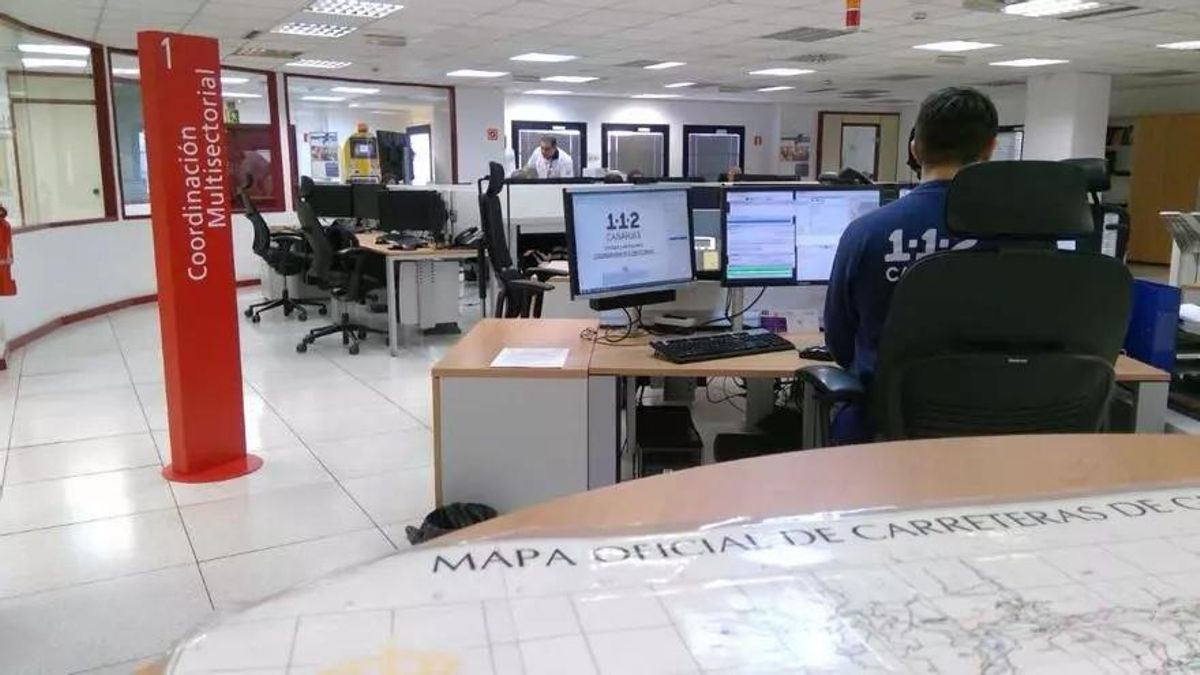 Sala operativa del Centro Coordinador de Emergencias y Seguridad (Cecoes) 112 del Gobierno  de Canarias