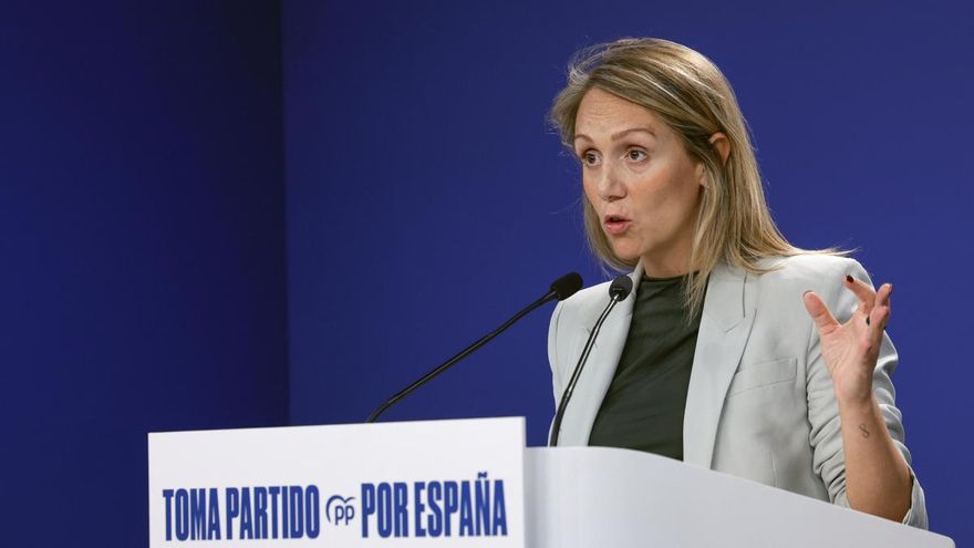 La vicesecretaria de Coordinación Sectorial, Alma Ezcurra, ofrece una rueda de prensa tras la reunión de Comité de dirección del PP, este lunes en la sede de la formación, en Madrid.