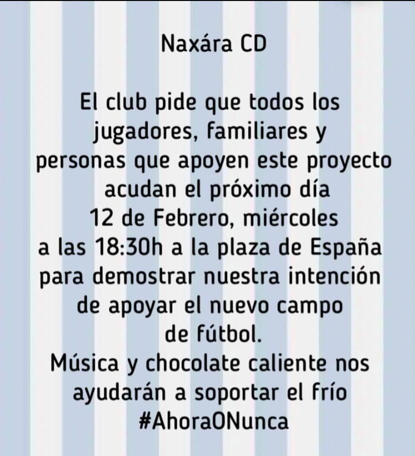 Convocatoria del Náxara para solicitar unas instalaciones dignas