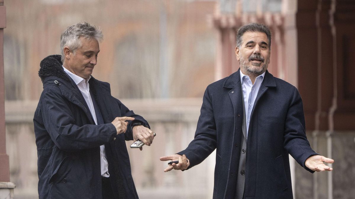 Ritondo y De Andreis llegando a la reunión con Karina Milei en la Casa Rosada.