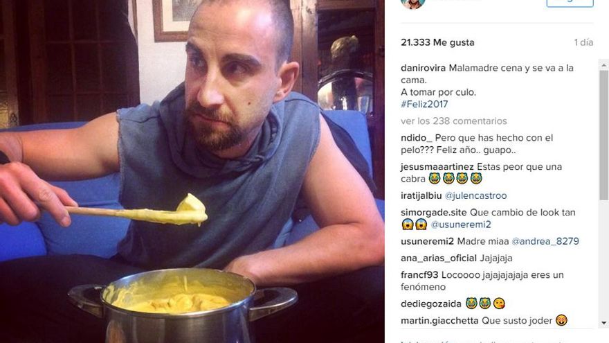 Publicación de Dani Rovira en Instagram, donde muestra su sorpresivo cambio de imagen
