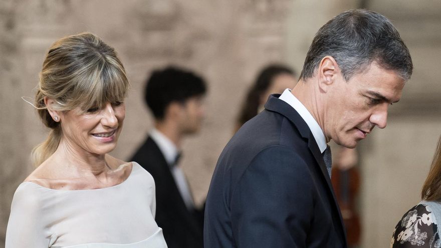 Pedro Sánchez y Begoña Gómez, en los actos por el décimo aniversario de la proclamación de Felipe VI