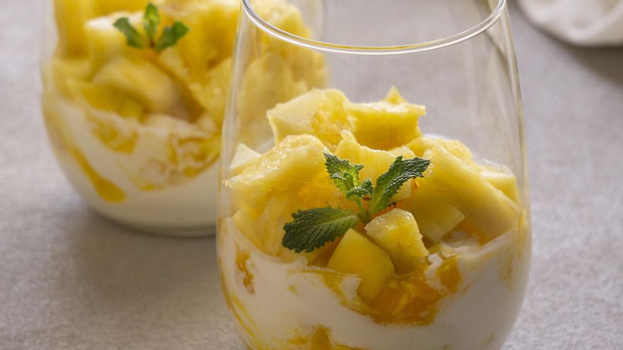 La piña con yogur queda espectacular
