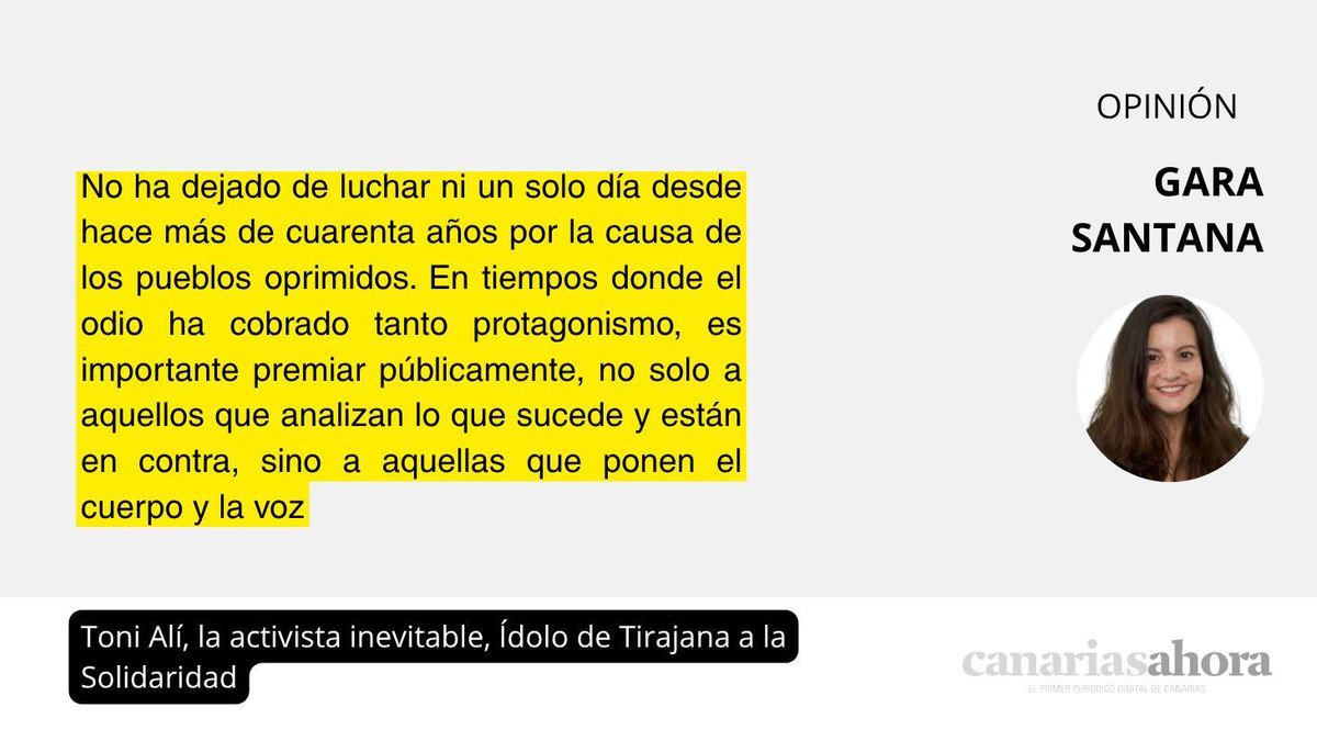 Toni Alí, la activista inevitable, Ídolo de Tirajana a la Solidaridad