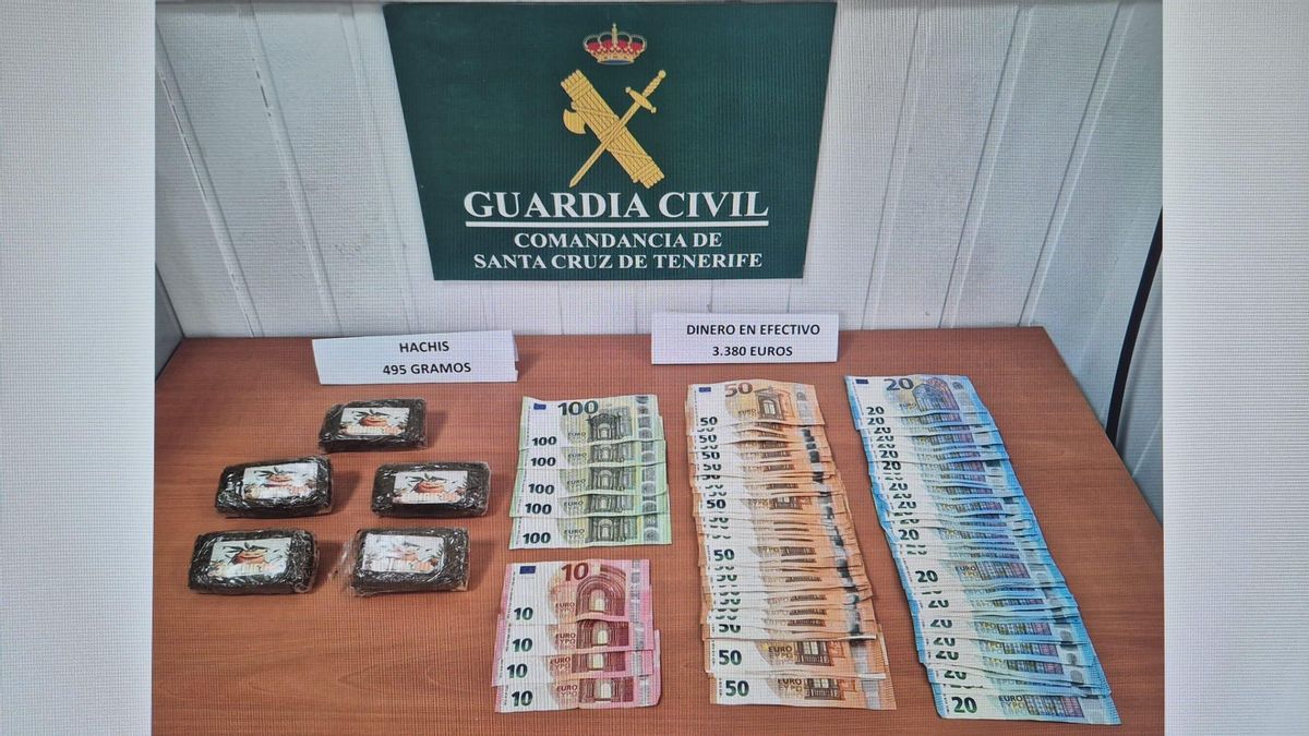 ‘Pillado’ en La Palma con casi 500 gramos de hachís y más de 3.000 euros en efectivo