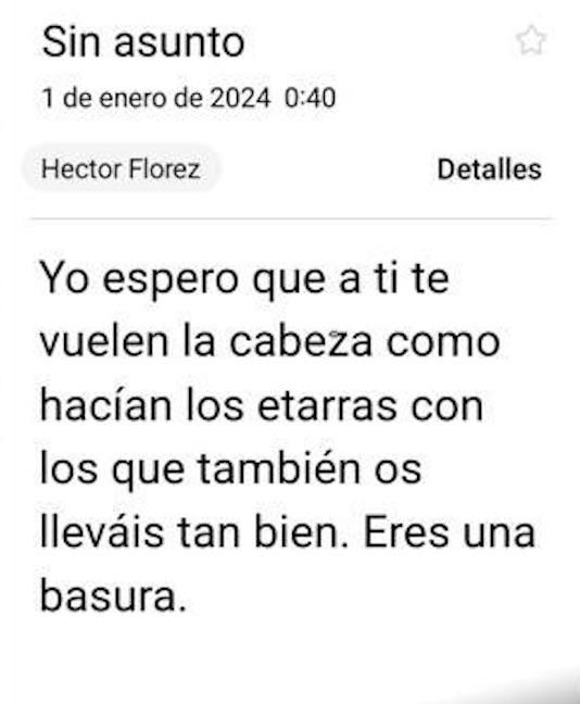 Correo electrónico amenazante recibido por la edil socialista de Montcada.