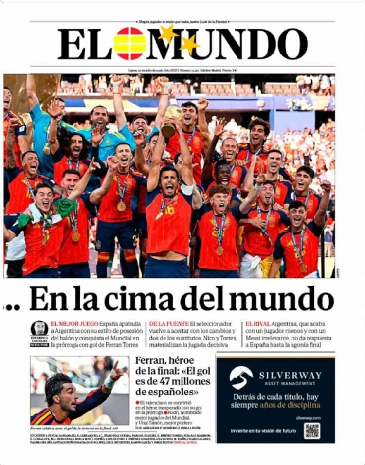 Las lágrimas de Messi y el título de España, en las tapas de los diarios del mundo