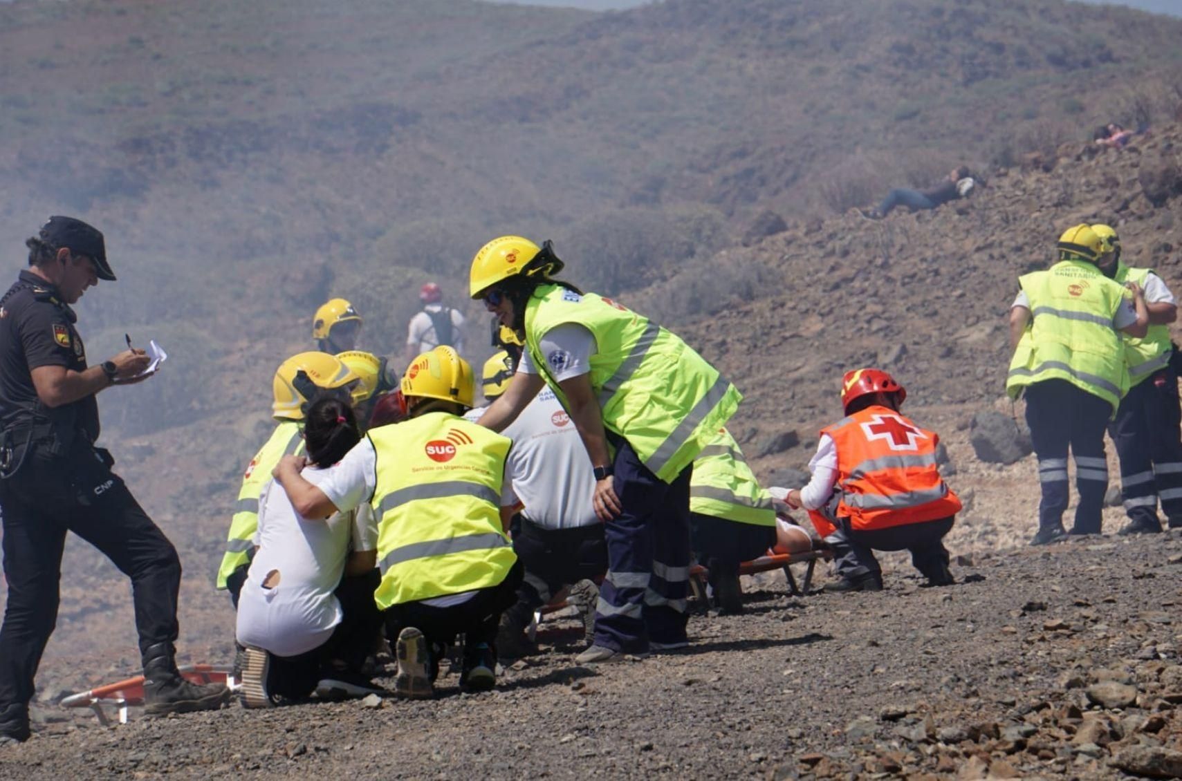 Simulacro de accidente aéreo en el sur de Gran Canaria