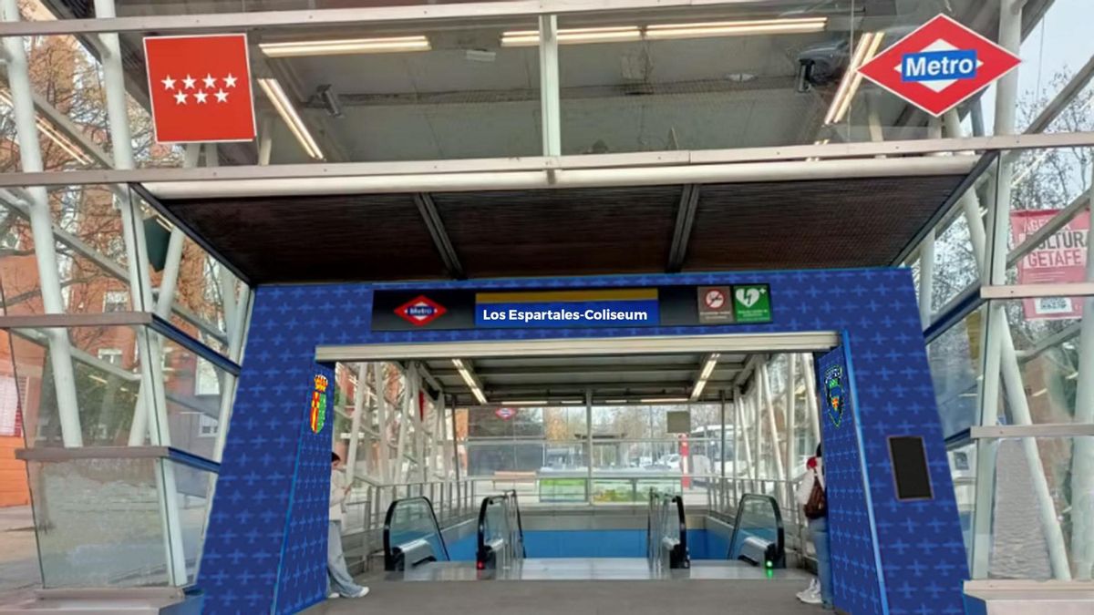 Fotomontaje del nuevo nombre de la estación de Metro de Los Espartales, en Getafe