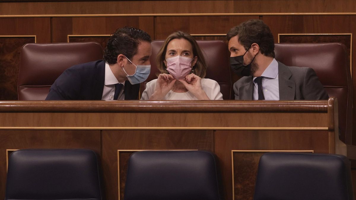 Teodoro García Egea, Cuca Gamarra y  Pablo Casado, en el Congreso