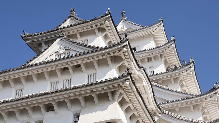 La torre principal del Castillo de Himeji, en Japón.