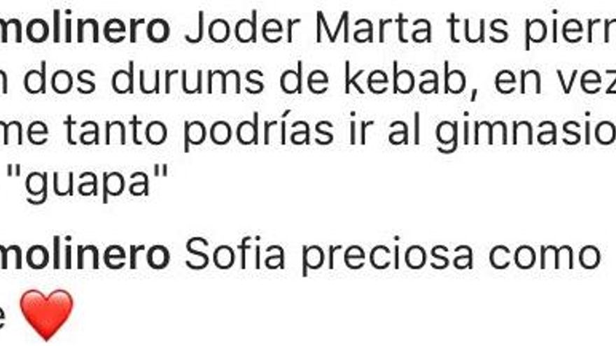 Comentarios de Adara a Marta en Instagram