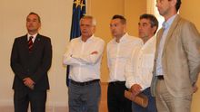 Piero Pini, segundo por la izquierda, en la presentación del proyecto en Zaragoza