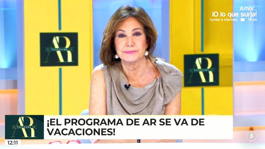 Ana Rosa se despide de la audiencia de Telecinco para comenzar sus vacaciones: "Ha sido una temporada muy intensa"