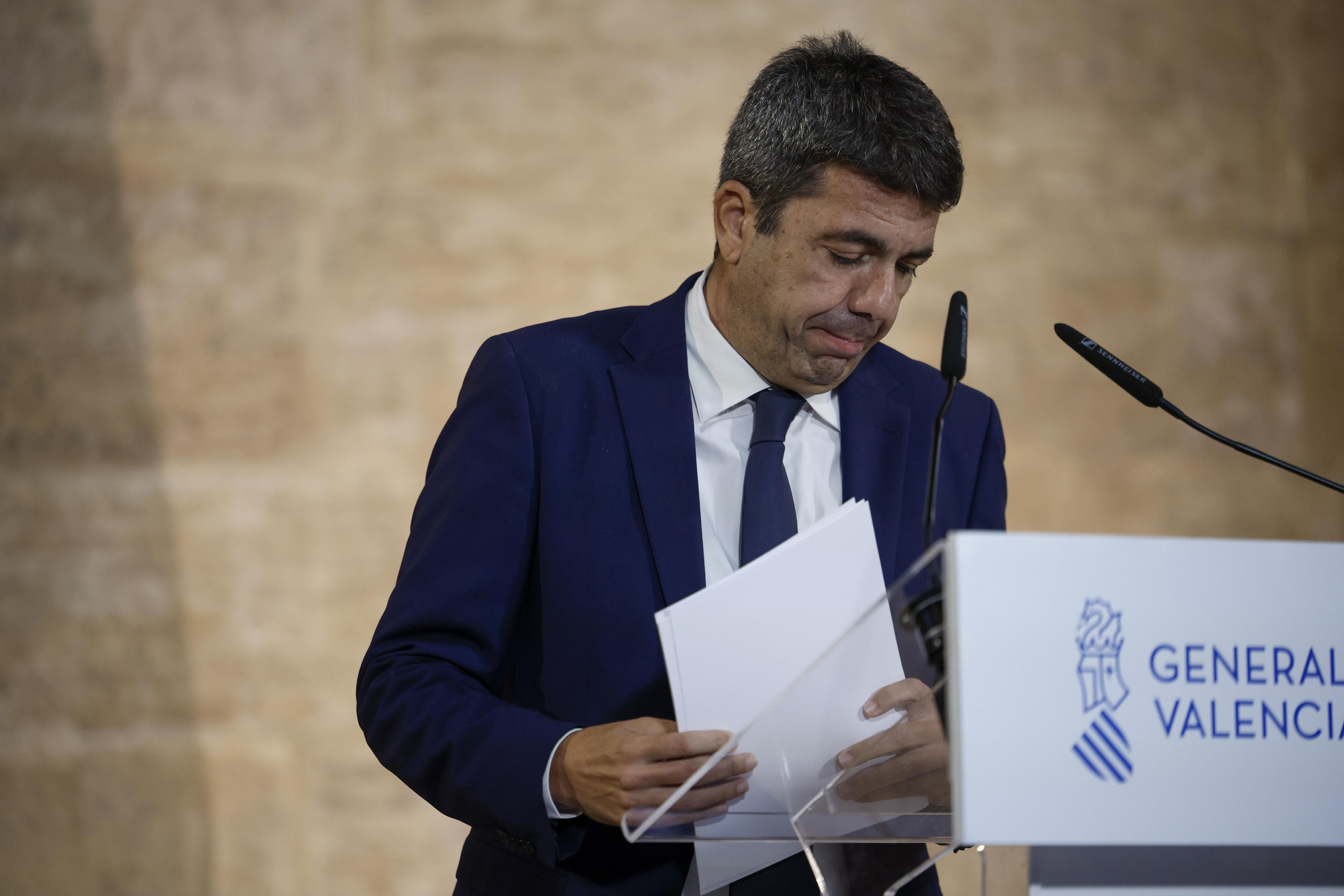 El president de la Generalitat en funciones, Carlos Mazón, el pasado día 3 tras anunciar su intención de dimitir. 