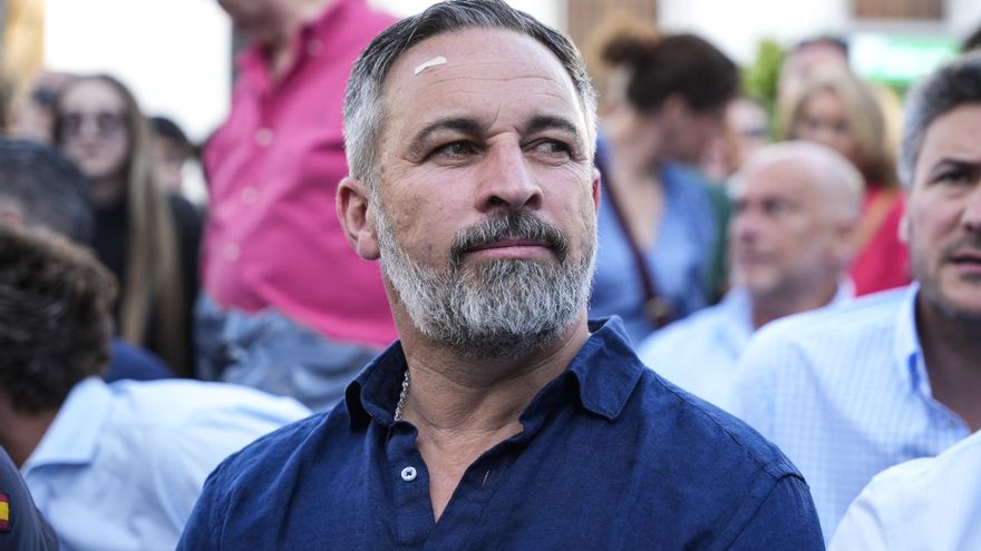 El presidente de Vox, Santiago Abascal, durante un acto público en Sevilla. Imagen de archivo.