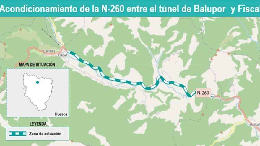 El proyecto para reformar 13 kilómetros de la N-260 entre Fiscal y Boltaña está listo: incluye dos puentes y un túnel