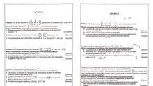Imagen del examen de Matemáticas II de la PAU