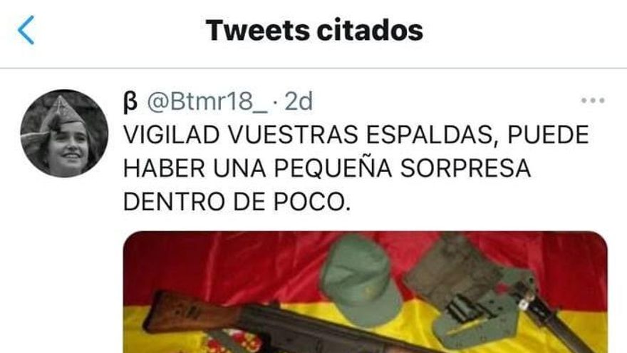 Imagen de las amenazas a Podemos Galicia en las redes sociales