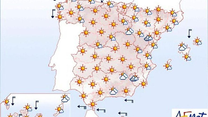 Temperaturas muy altas en el sur de Galicia y la mitad sur peninsular
