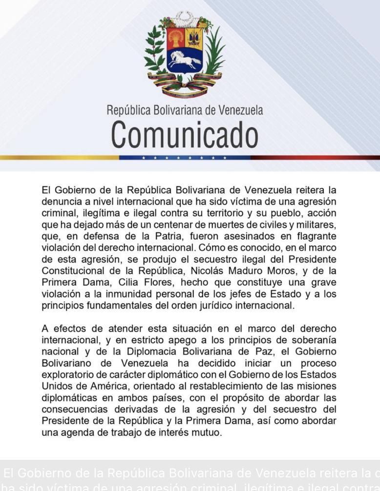 La primera parte del comunicado venezolano.