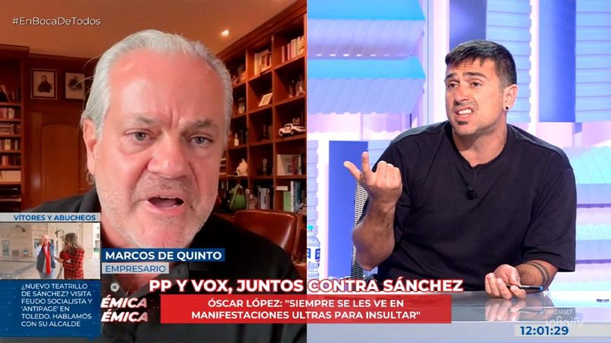 Marcos de Quinto, contra Ramón Espinar en Cuatro: "Fascista lo será tu madre. Estoy harto de los rojos de mierda como tú"