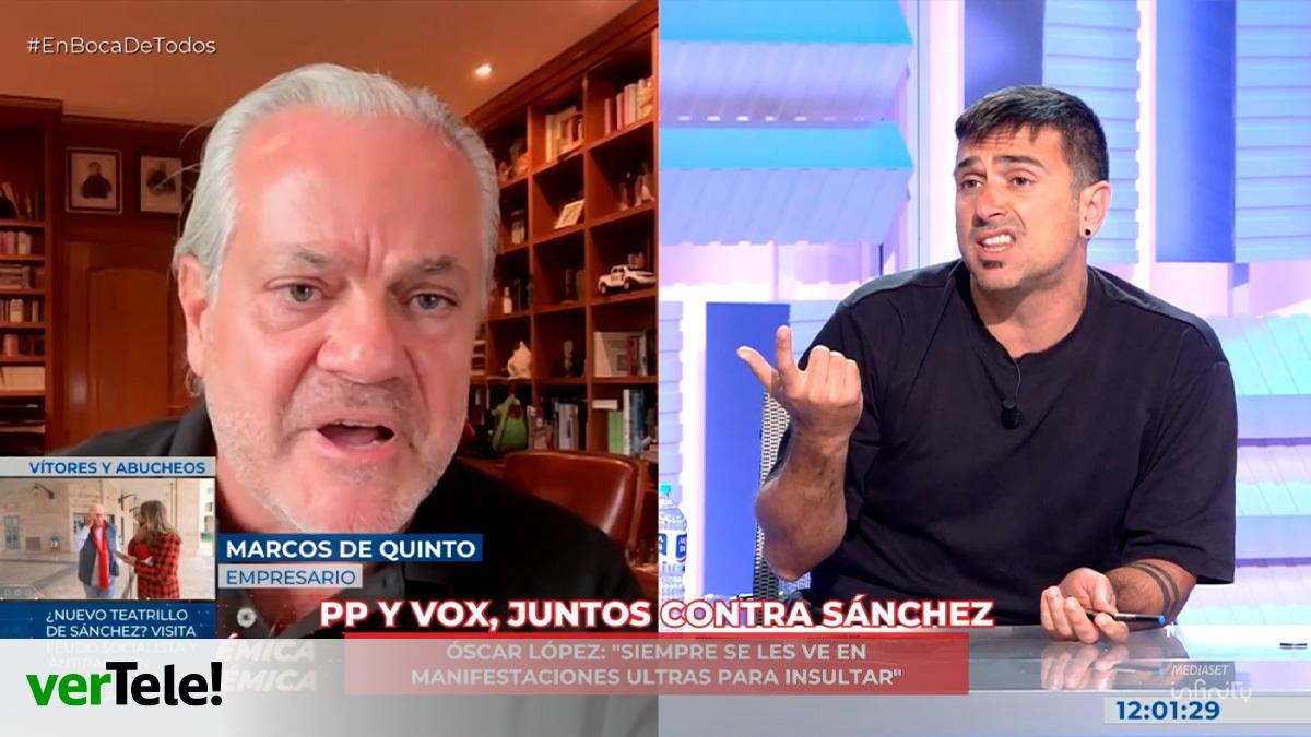 Marcos de Quinto, contra Ramón Espinar en Cuatro: Fascista lo será tu madre. Estoy harto de los rojos de mierda como tú