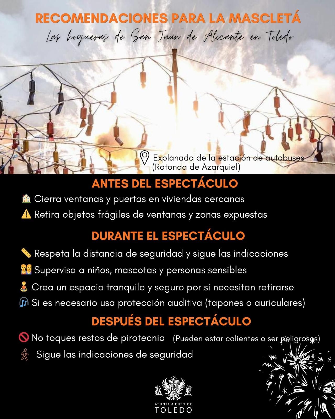 Recomendaciones del Ayuntamiento de Toledo por la 'mascletá'
