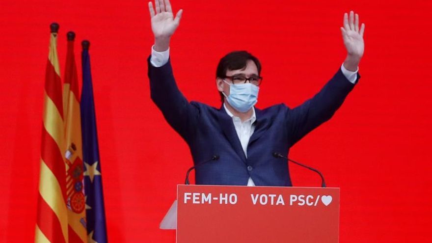 El candidato a la presidencia de la Generalitat por el PSC, Salvador Illa, valora los resultados electorales