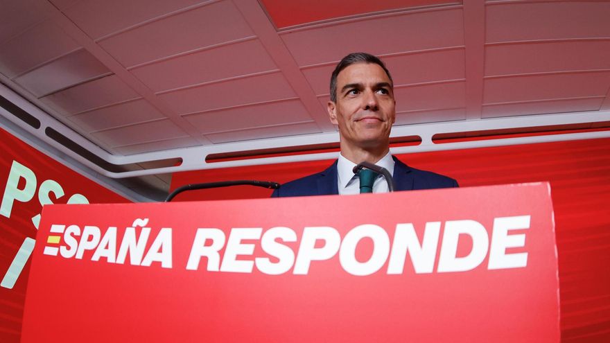Pedro Sánchez en rueda de prensa en la sede del PSOE el 16 de junio de 2025