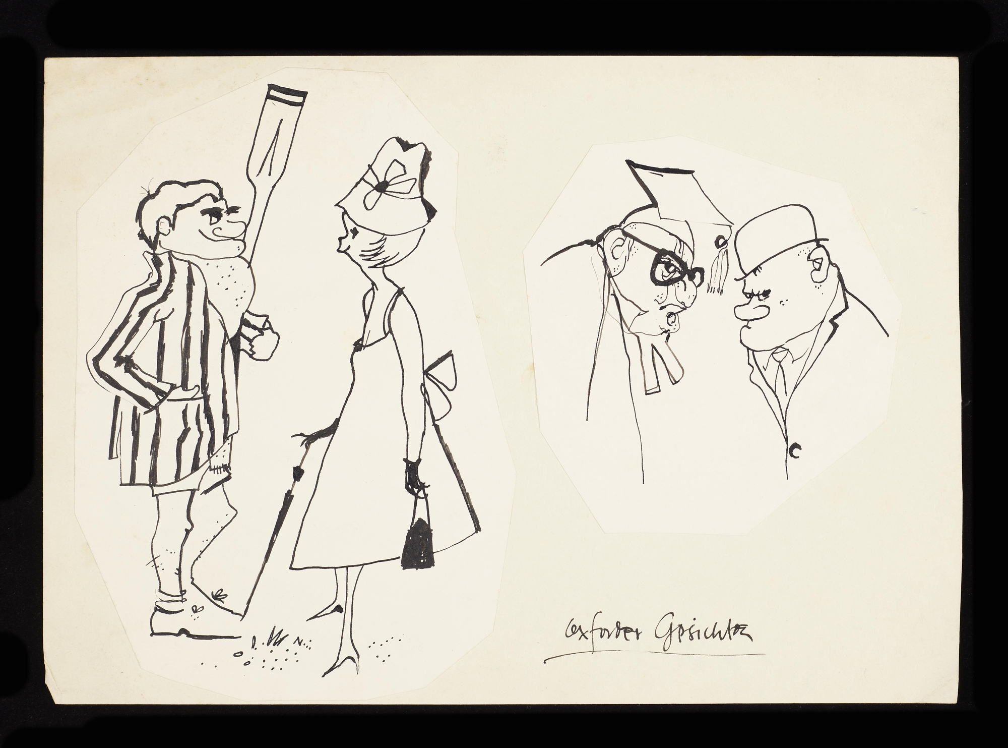 Dibujo titulado 'Oxford Gesichte' (caras de Oxford), 1953