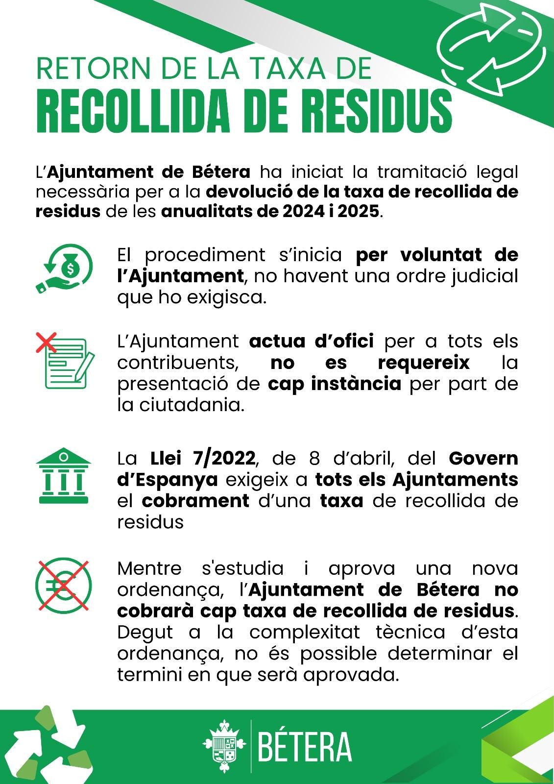 Cartell de la campanya informativa de l'Ajuntament de Bétera.