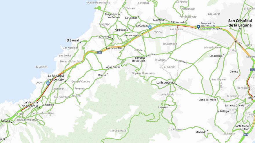 Incidencias de tráfico en la TF-5 este jueves debido al accidente múltiple en La Matanza