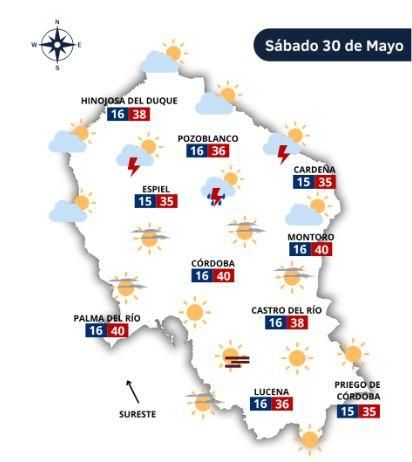 El tiempo en Córdoba el sábado 30 de mayo