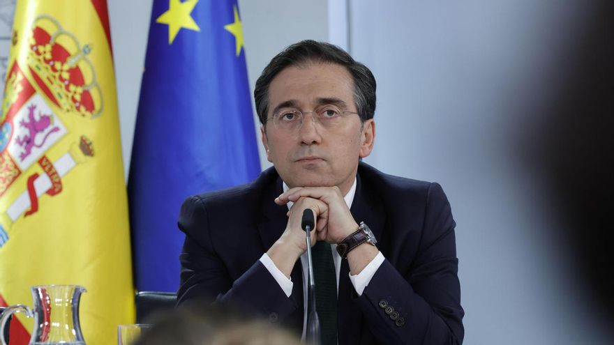 El ministro de Asuntos Exteriores, Unión Europea y Cooperación, José Manuel Albares, en la rueda de prensa posterior a la reunión del Consejo de Ministros