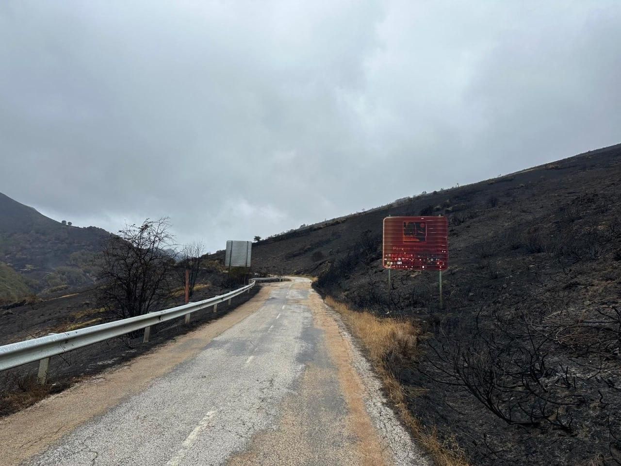Acceso al valle de Valdeón por Panderrueda, totalmente calcinado