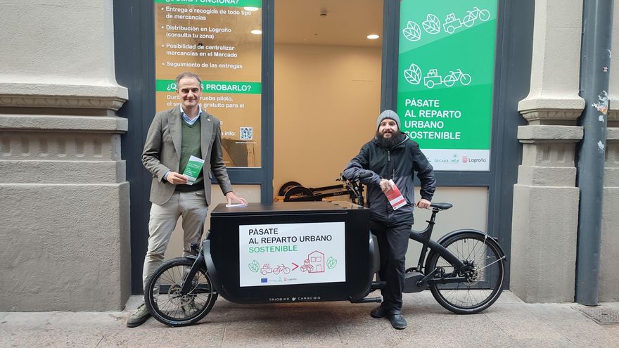 Las compras del comercio local de Logroño ya se reparten en bici y se entregan en taquillas inteligentes
