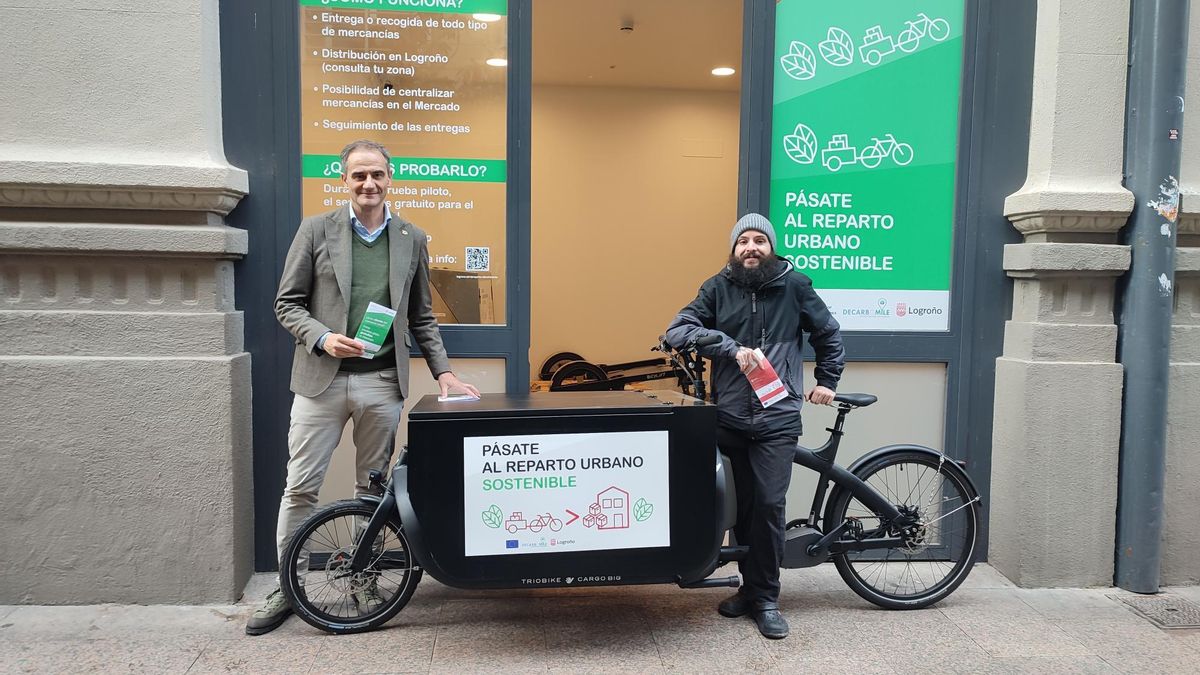 Las compras del comercio local de Logroño ya se reparten en bici y se entregan en taquillas inteligentes