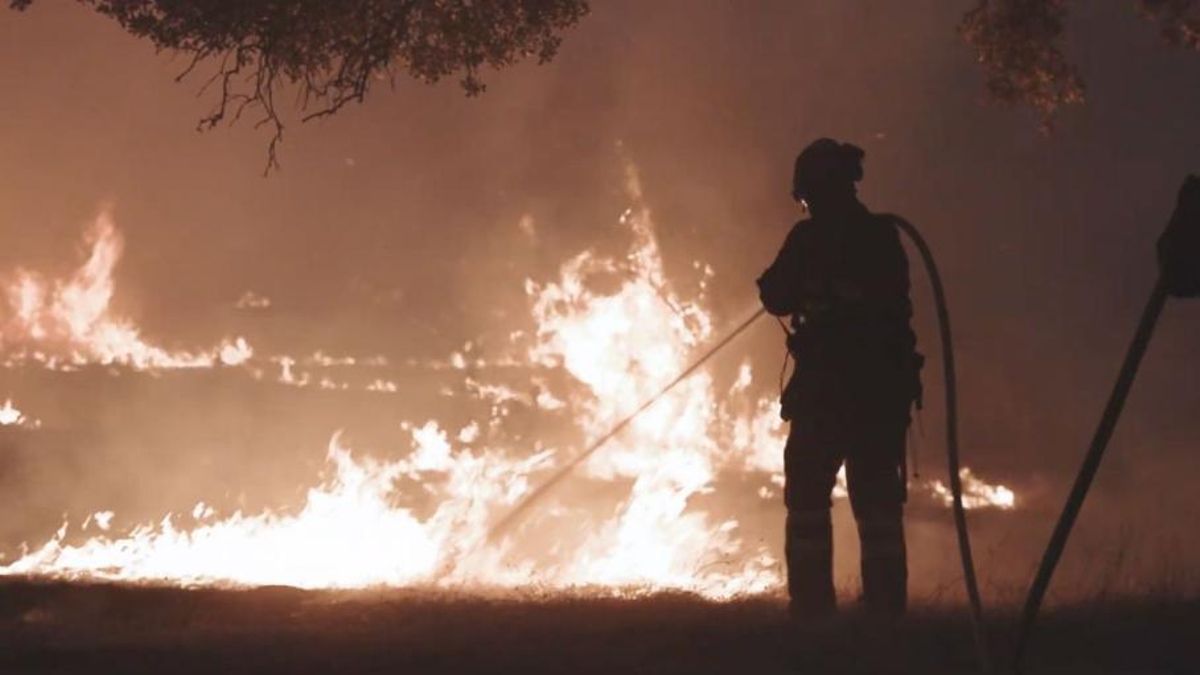 Un efectivo de la UME en un incendio de la región