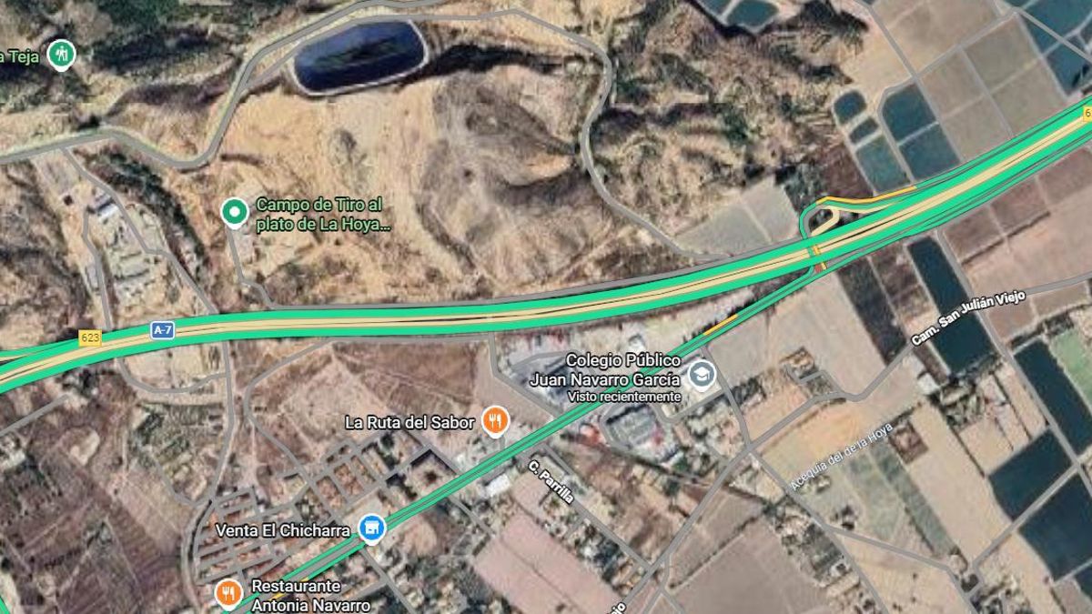 Corte en A-7 en ambos sentidos, en La Hoya de Lorca