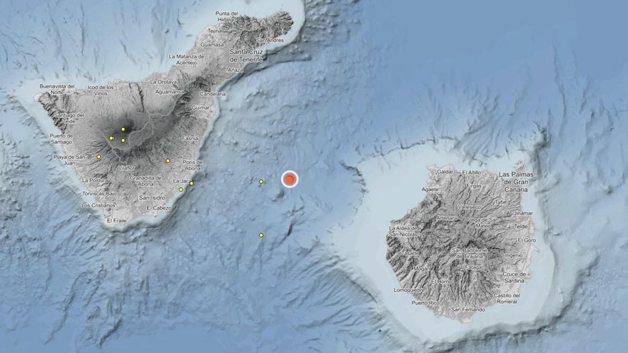 Un terremoto de 3,5 sacude el mar entre Tenerife y Gran Canaria y es sentido en ambas islas