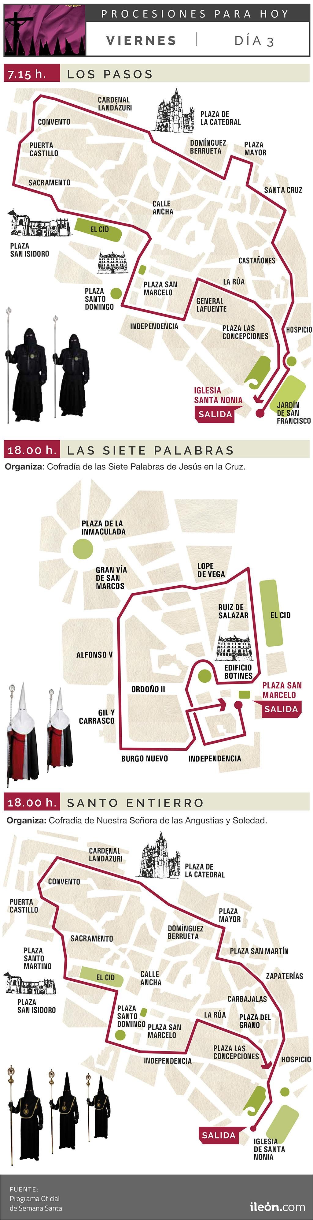 Procesiones del Viernes Santo en la Semana Santa de León 2026.