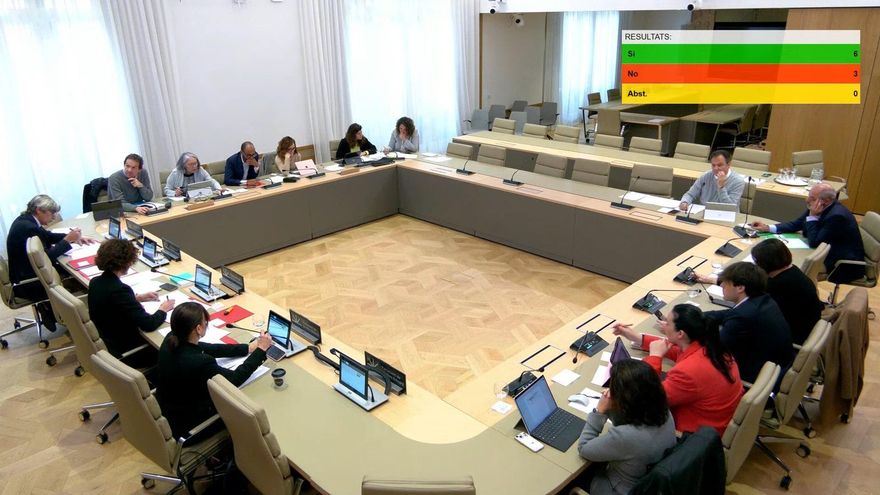 Momento de la votación en la Comisión de Asuntos Institucionales y Generales del Parlament.