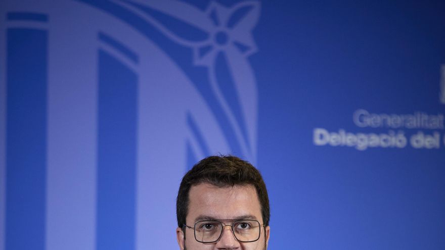 El president de la Generalitat catalana, Pere Aragonès ofrece una rueda de prensa en la librería Blanquerna tras la reunión mantenida con el presidente del Gobierno, a 29 de junio de 2021, en Madrid (España). Ambos mandatarios se han reunido hoy por prim