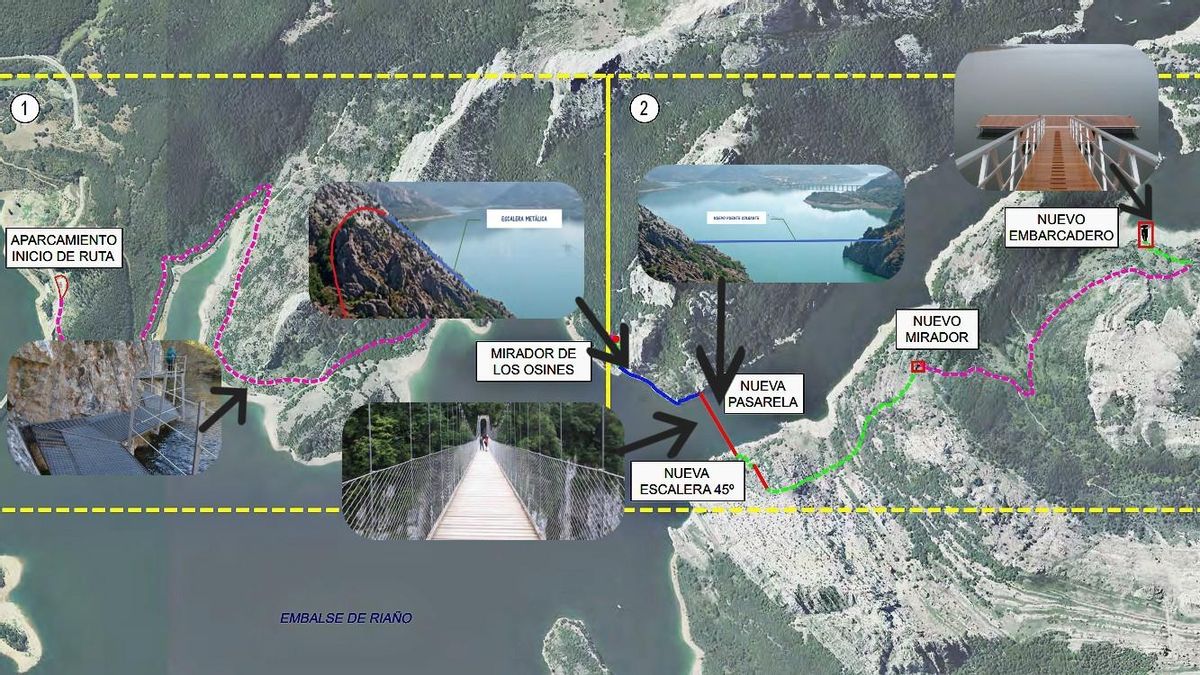 Detalles del ambicioso proyecto turístico de rutas, miradores, pasarelas y embarcadero en el pantano de Riaño.