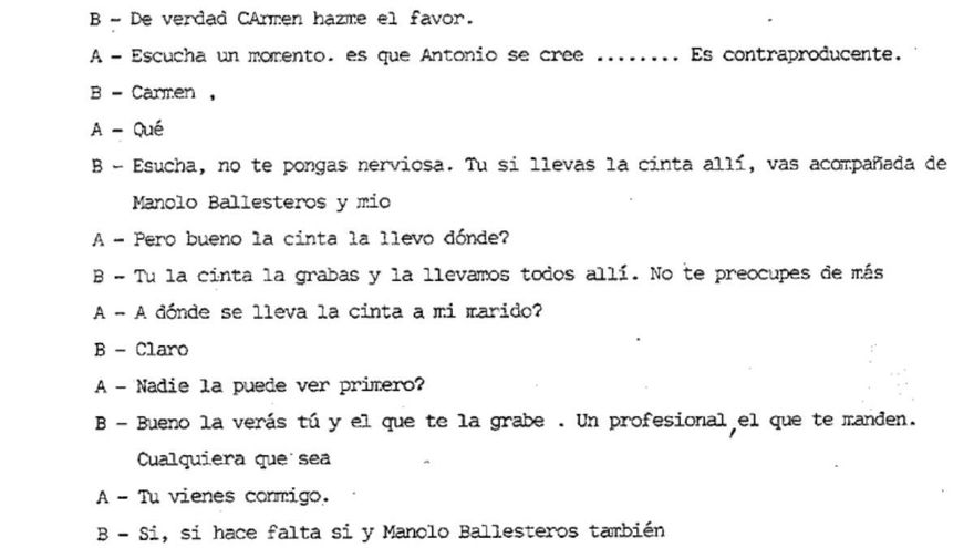 Las autoridades pidieron a la mujer de Tejero que grabara una cinta para su marido para decirle que estaba "solo" ante el golpe del 23F.