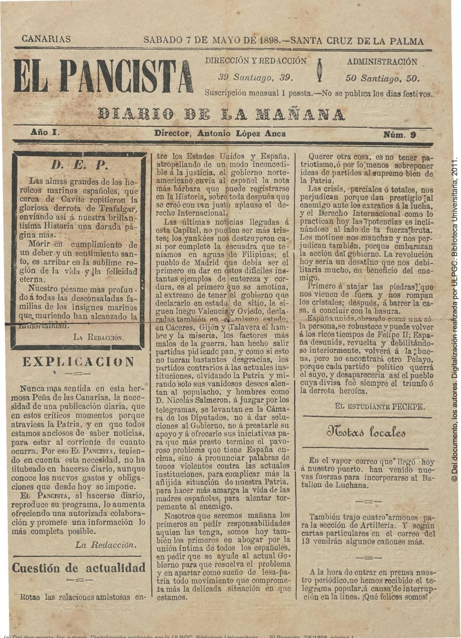 Pedro J. De las Casas Pestana, director de 'La Defensa'.