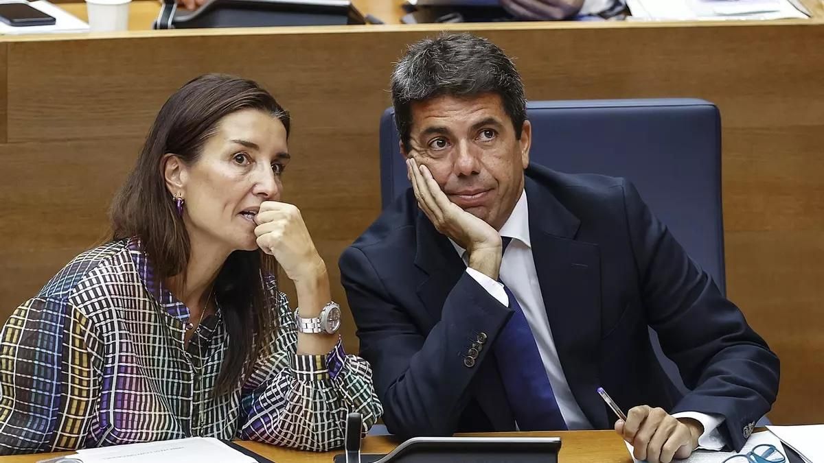 Carlos Mazón y la consellera de Hacienda, Ruth Merino.