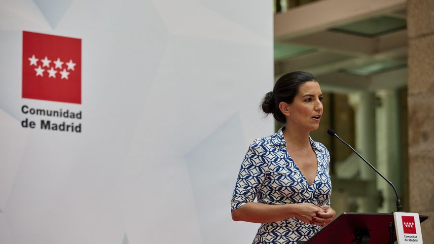 La líder de Vox Madrid, Rocío Monasterio, interviene en el acto de toma de posesión de la presidenta de la Comunidad de Madrid, en la Real Casa de Correos de la Puerta del Sol, a 19 de junio de 2021, en Madrid (España). Ayuso se ha proclamado presidenta d