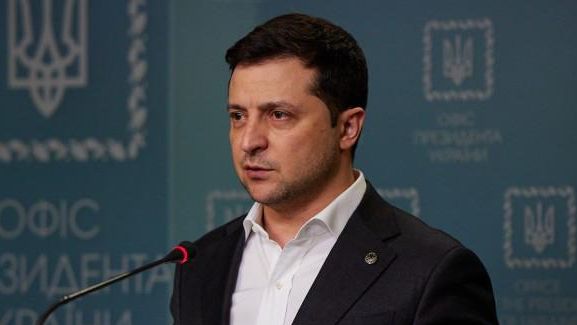 Volodímir Zelenski en una rueda de prensa.